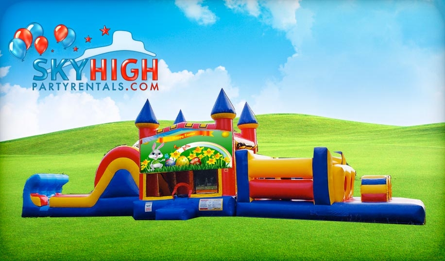 USA 50ft Easter Obstacle w/ Wet or Dry Slide Rentals Sky High Party Rentals