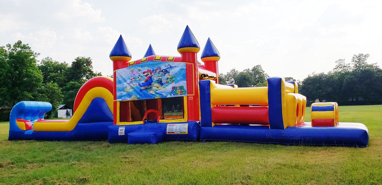 Houston 50ft Mario Obstacle w/ Wet or Dry Slide Rentals SkyHighPartyRentals